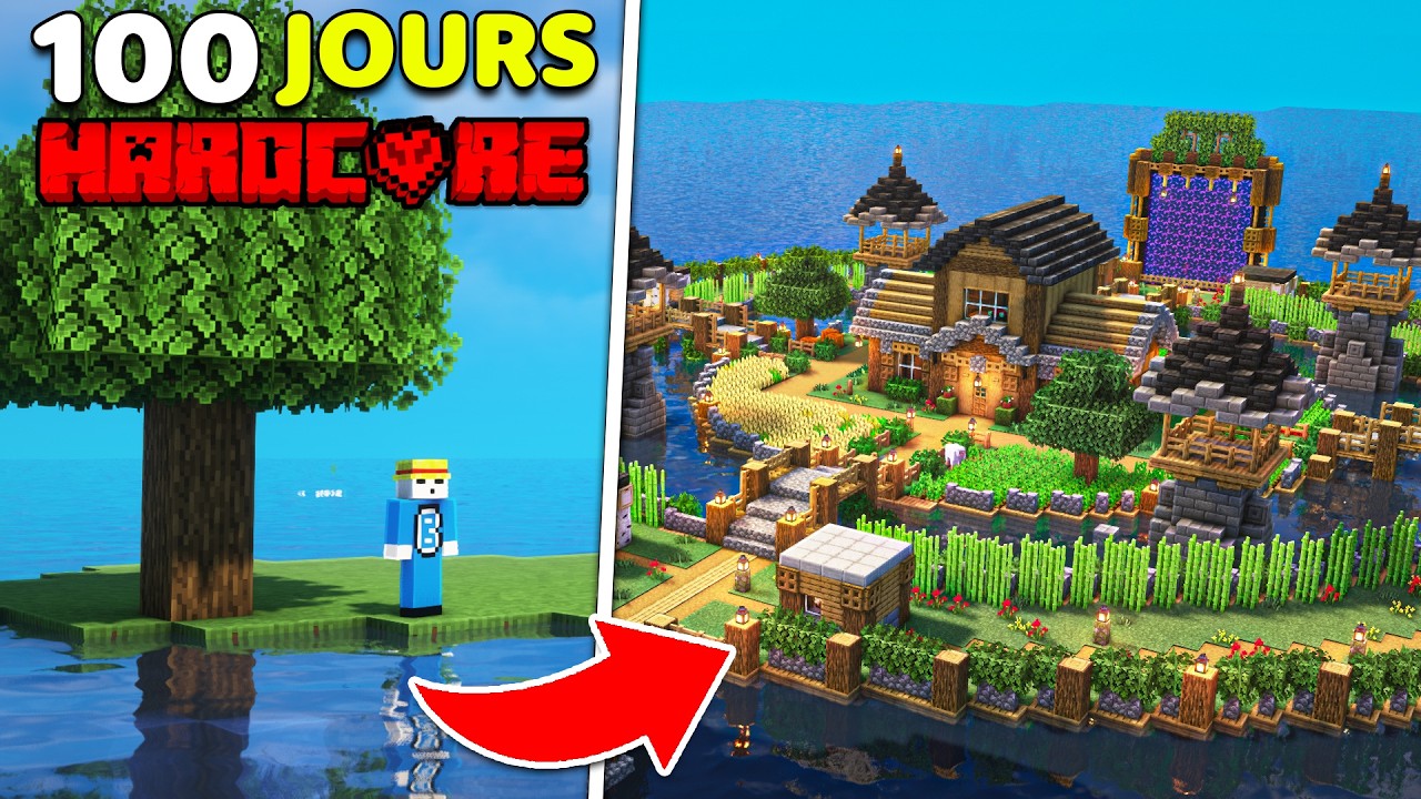 J'ai surv&eacute;cu 100 jours sur une ILE DESERTE sur Minecraft Hardcore !