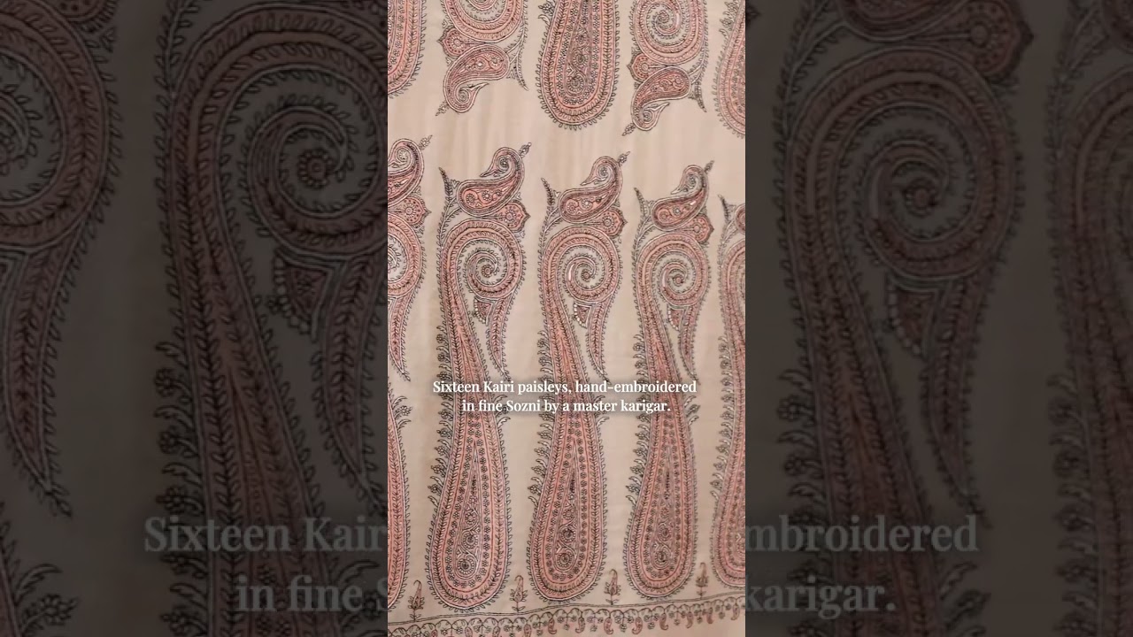 Rare Kairi Paisley Pashmina Shawl | Hand-Embroidered Sozni Craft