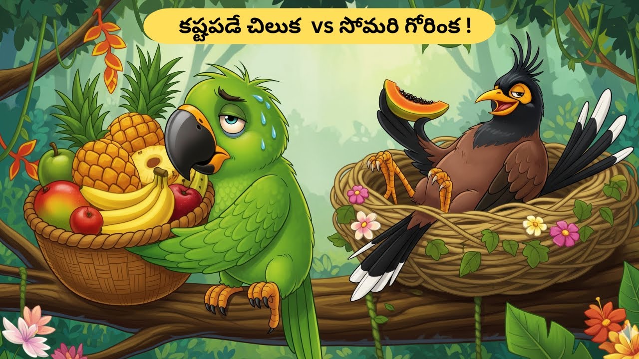కష్టపడే చిలుక vs సోమరి గోరింక!|#chinnichitralu #మోసకారి స్నేహం #సోమరి గోరింక #కష్టం విలువ