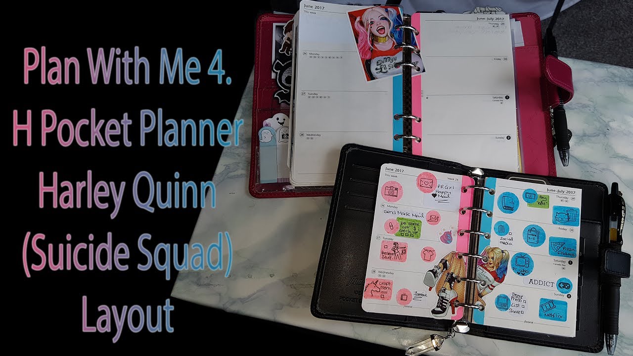 UK Filofax Pocket H Plan With Me No.4 - Harley Quinn Suicide Squad Theme