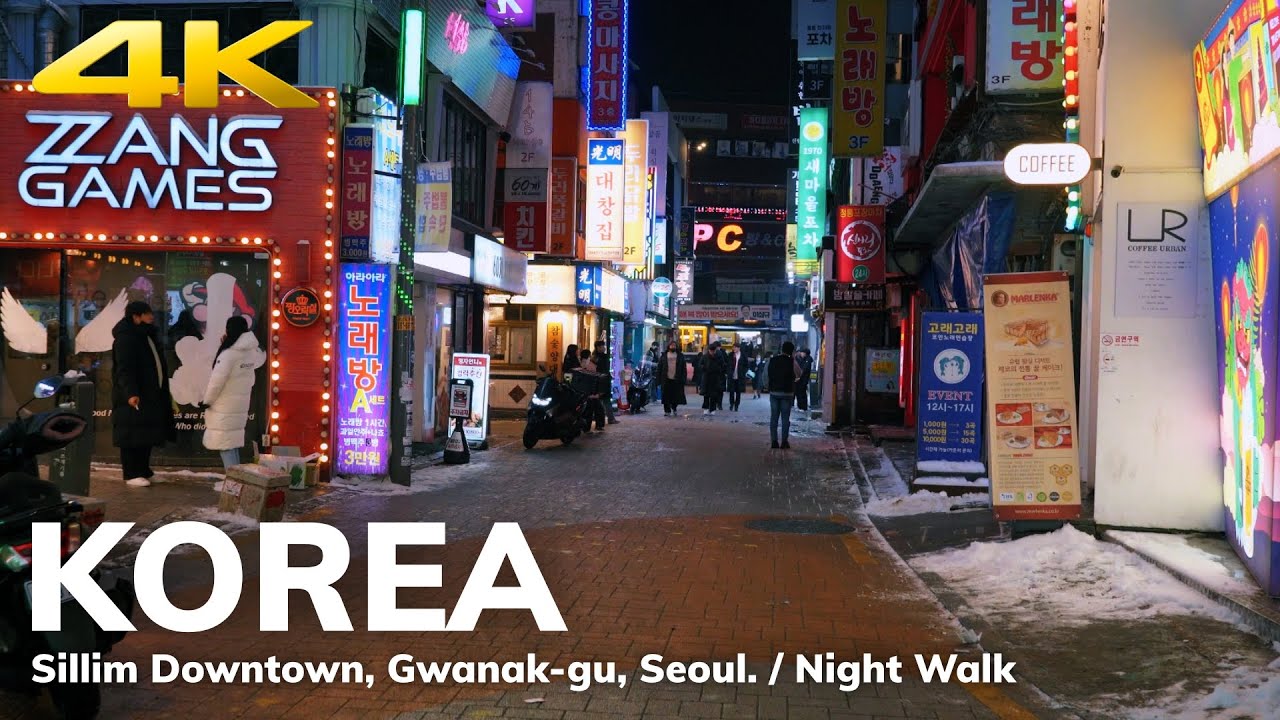 【4K】 Sillim Downtown, Gwanak-gu, Seoul. / Night Walk