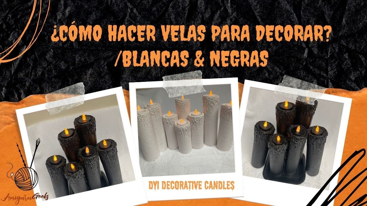 Decoración para Halloween velas negras y velas blancas // DYI Black and white candles