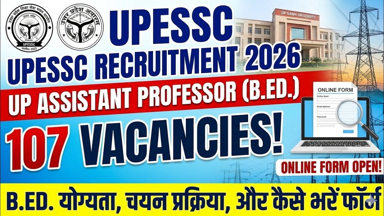UPESSC Assistant Professor (B.Ed.) Recruitment 2026 | 107 Posts | Online Form & Eligibility