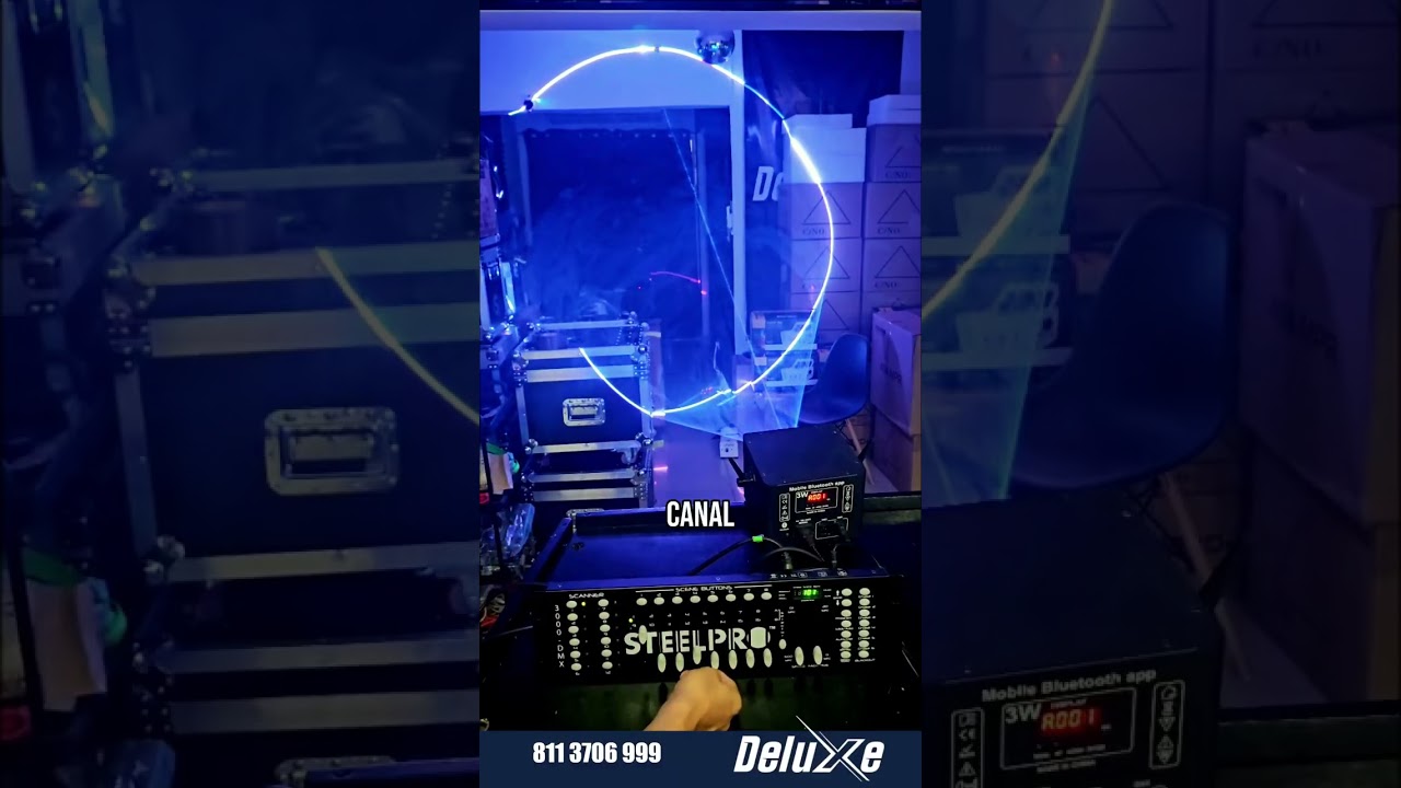 Aquí un video de cómo controlar tu láser de 3 watts con DMX💡