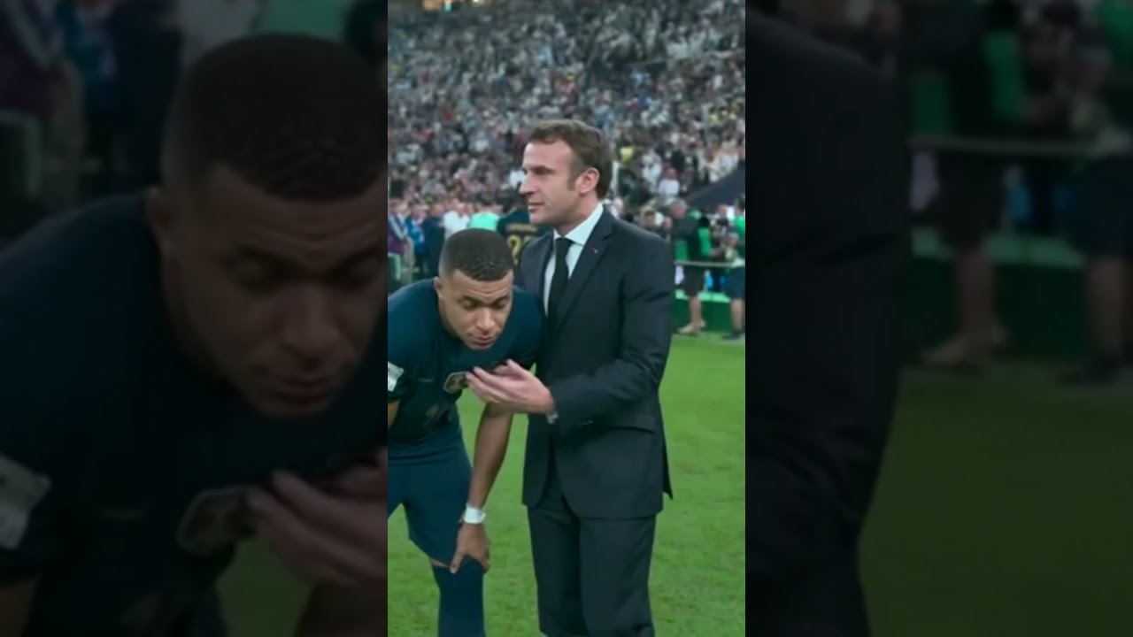 Mbapp&eacute; comforted by President Macron😢