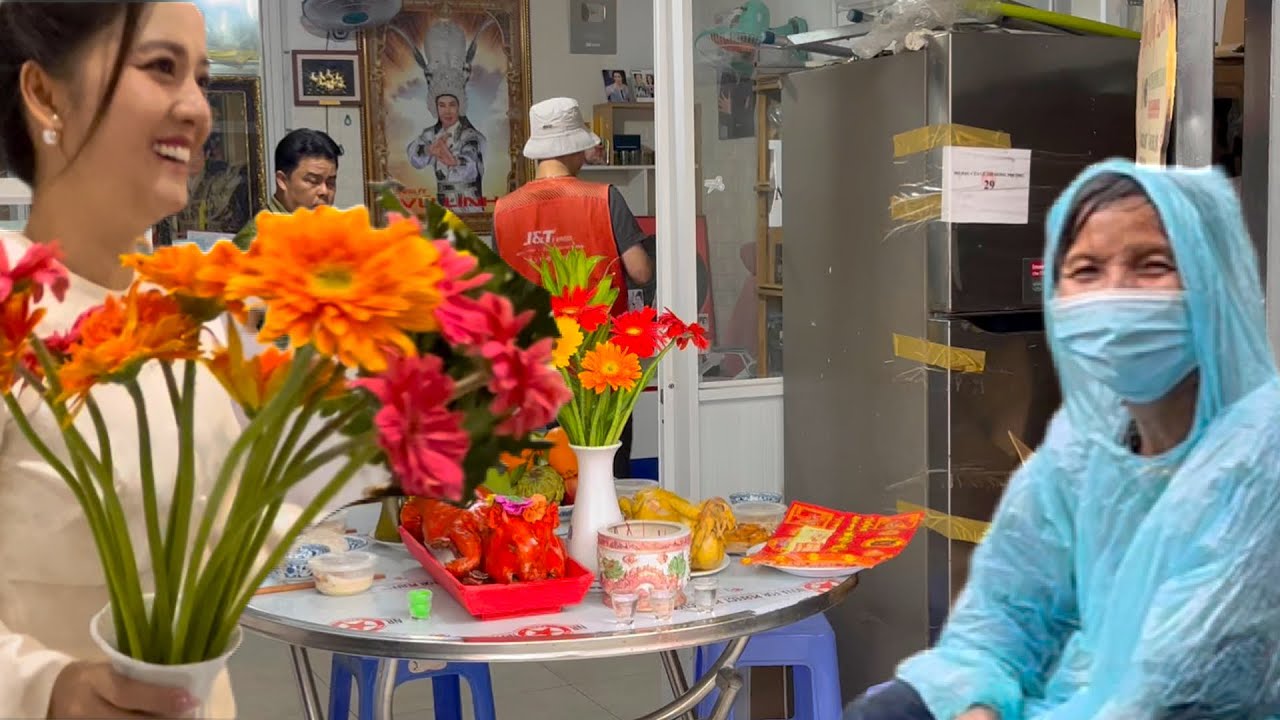 Sáng Mùng 10 Tết Shop Hồng Loan khai Trương,Cô Bánh Ước Chia sẽ đuềi này trời mưa  thương cô quá 