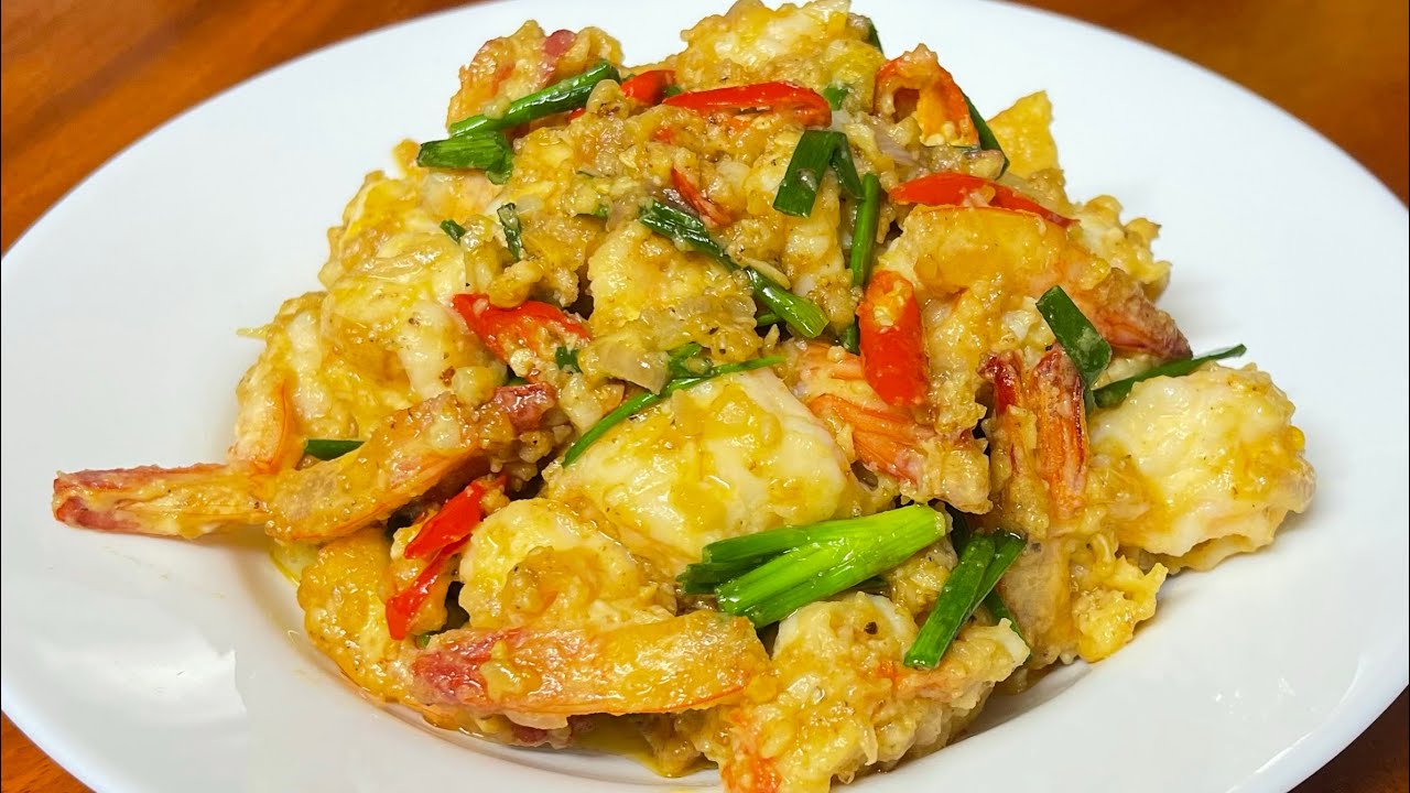 របៀបធ្វើ បង្គារំលីងពងទាប្រៃ || Shrimp with Salted Egg recipe