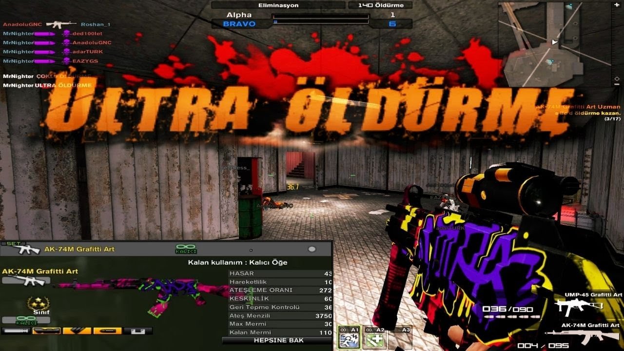 Grafiti Silahlarıyla Oynadım (  49 KİLL !!! ) - Combat Arms The Classic
