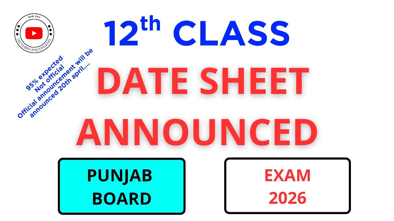 12th Class Date Sheet 2026 Punjab Board Announced | 2nd Year Exams Full Schedule