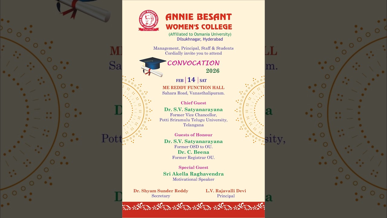 Annie Besant Women's College, Dilsukhnagar ll Convocation 2026 ll LIVE