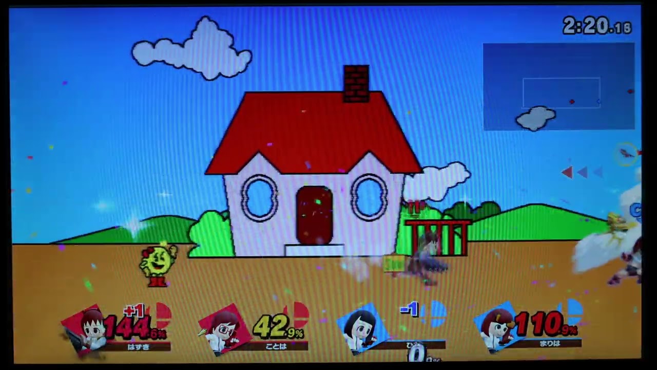 スマブラSP　パックランド　チーム戦　Miiファイター＆MiiファイターVSMiiファイター＆Miiファイター　映像