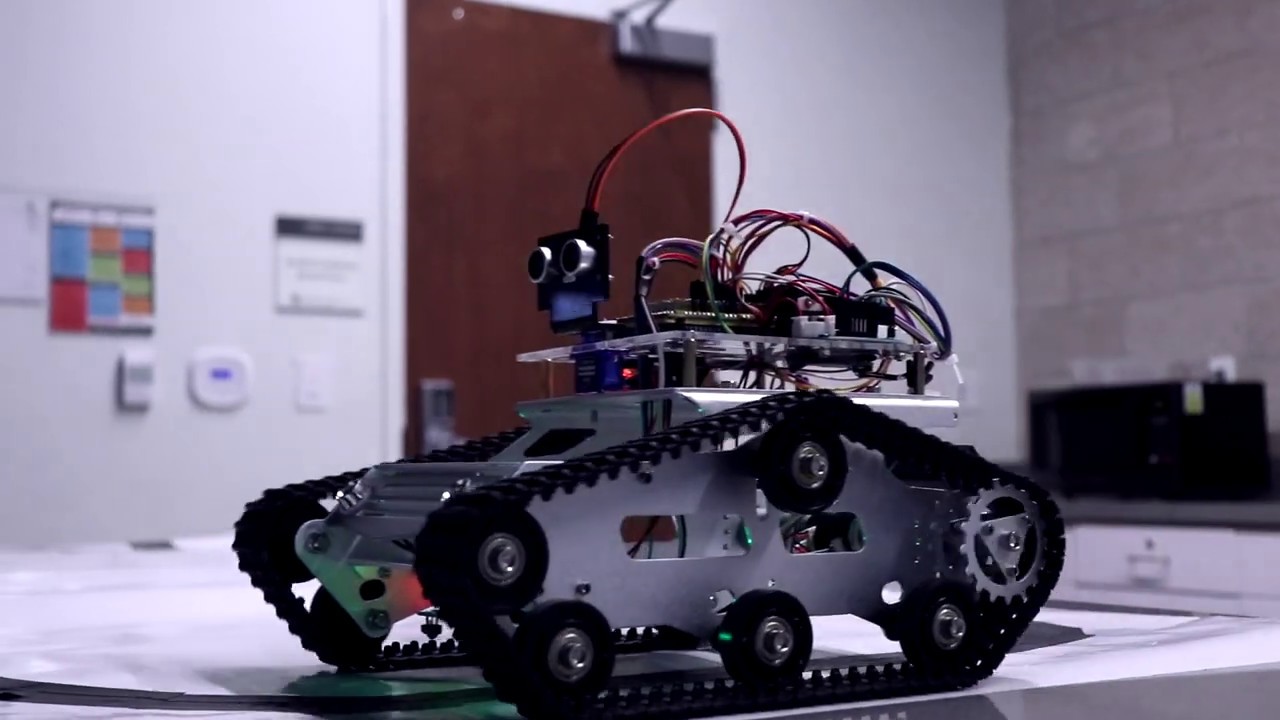 Robot Tank [w/ Arduino][obstacle avoidance, voice command, line tracking]