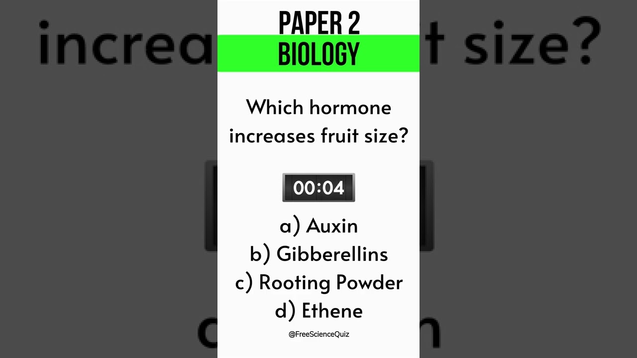 GCSE Biology Paper 2 - Quick Quiz Question 121 [Plant Hormones] #Shorts
