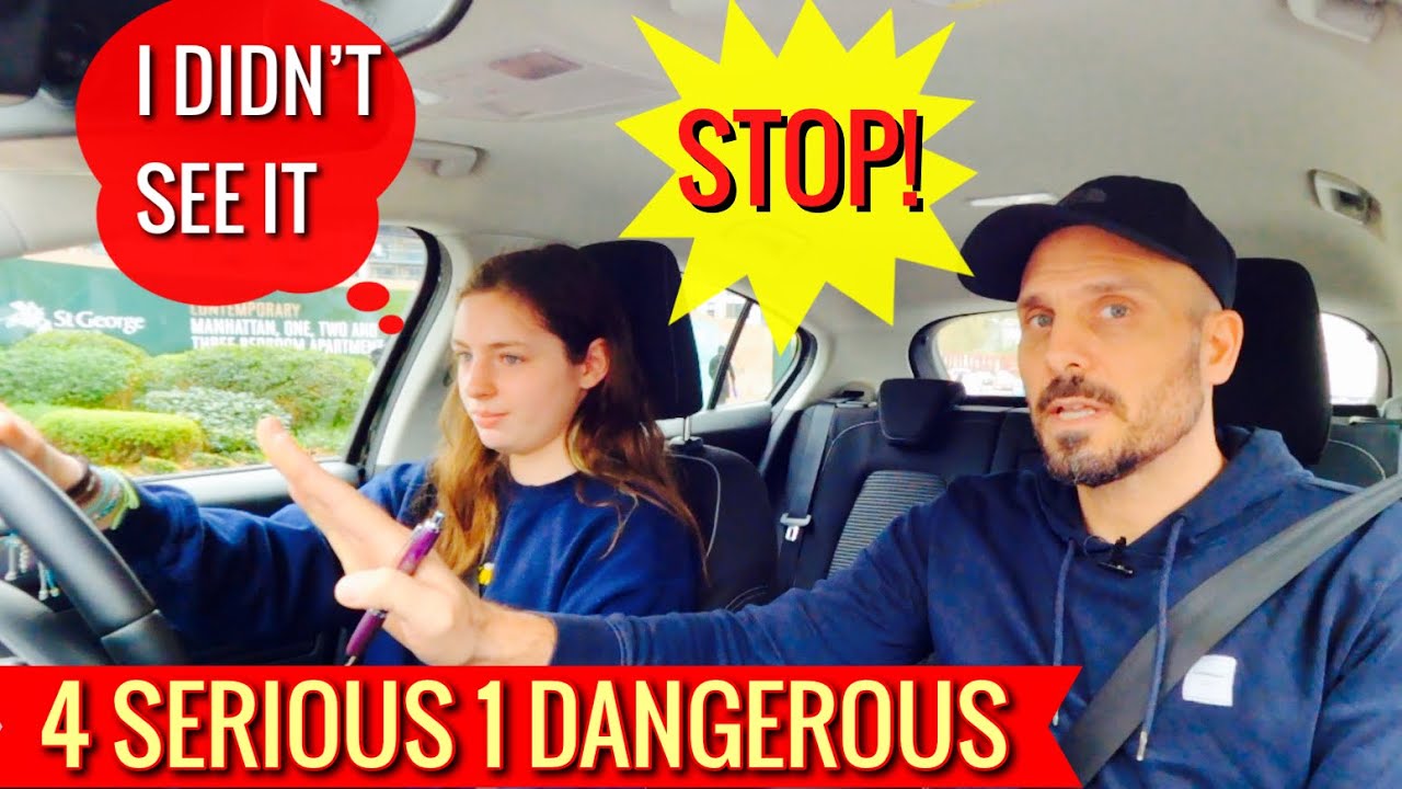 JESS MOCK DRIVING TEST (HENDON) ALMOST HITS MOTORBIKE