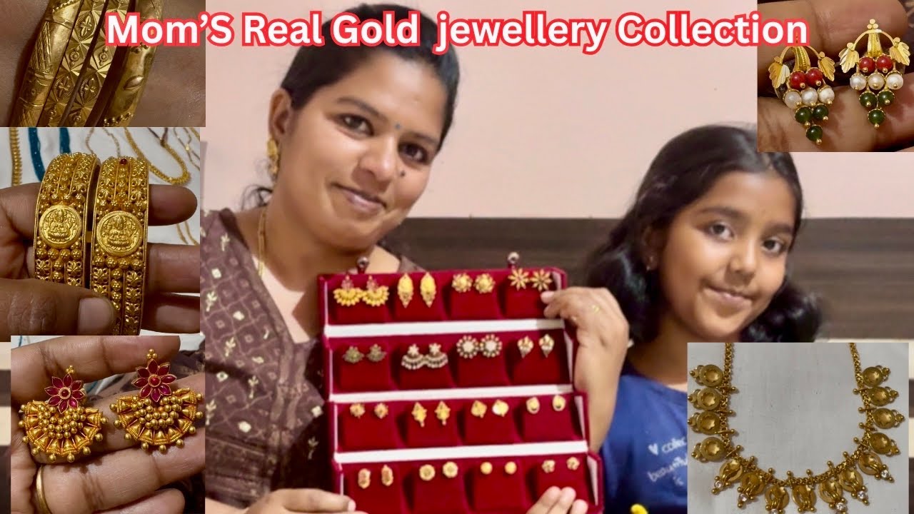 Mom’s real gold jewellery collection | gold earrings collection | gold collection vlog in Kannada