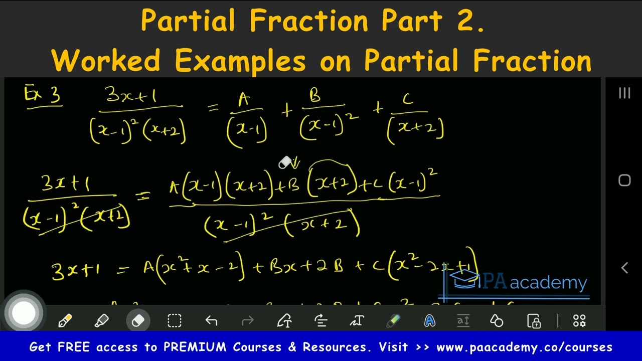 Partial Fractions Decomposition Part 2.  Worked Examples on Partial Fractions in Further Mathematics