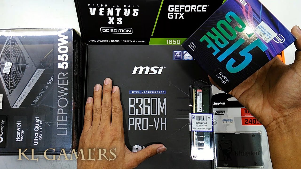 intel Core i5 9400F msi B360M PRO-VH Kingston A400 SSD Nvidia GTX 1650 Ventus XS Gaming RIG 2019