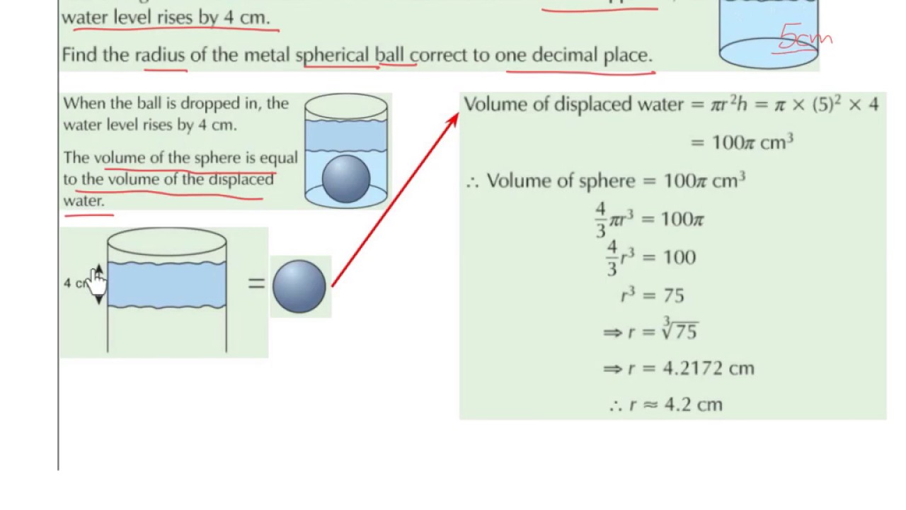LC OL problems involving volume (sphere and cylinder)