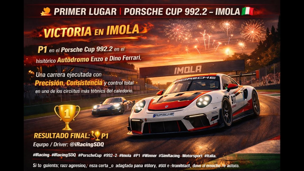 🥇 PRIMER LUGAR | PORSCHE CUP 992.2 – IMOLA 🇮🇹