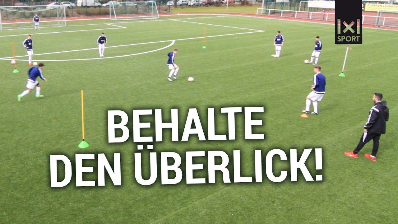 Fußballübung zur Handlungsschnelligkeit - der 360°-Grad-Blick [ÜBUNG]