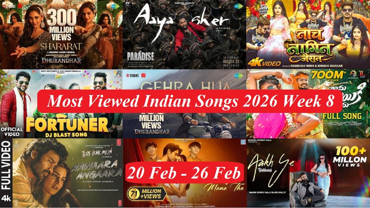 Most Viewed Indian Songs 2026 Week 8 (20 Feb - 26 Feb) #mostviewedsongs #trendingIndianSongs