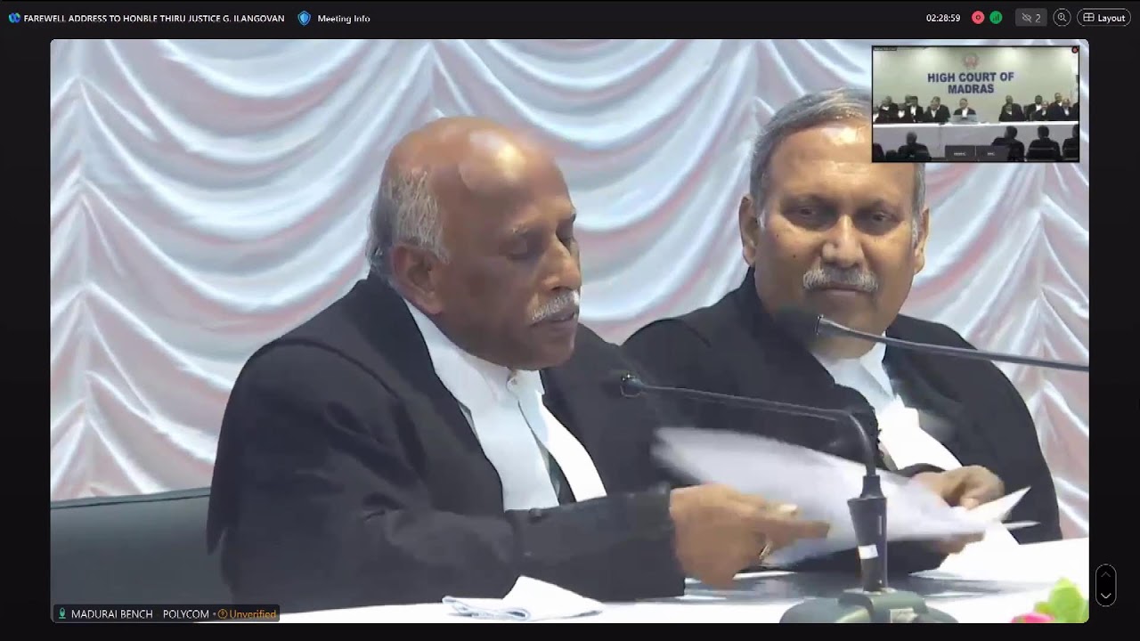 Farewell Address by The Learned Advocate General to The Hon'ble Justice Thiru G. ILANGOVAN | MHC