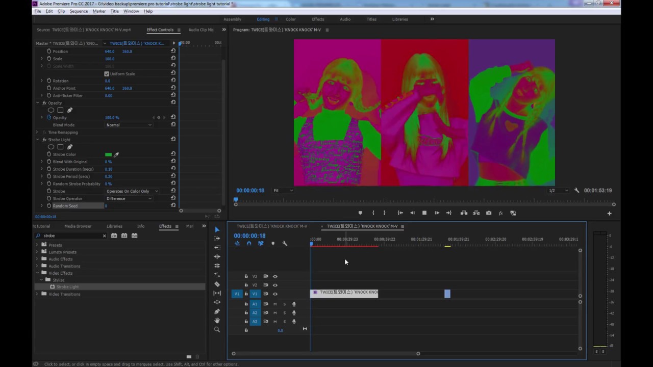 วิธีทำเอฟเฟควีดีโอกระพริบใน premiere pro ด้วย strobe light