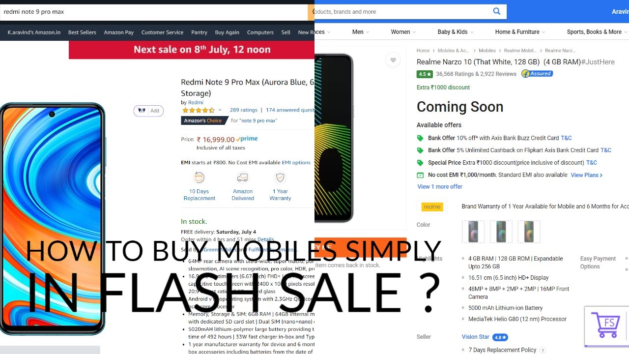 How to buy Redmi Note9 Pro Max,Realme Narzo 10 or any other mobiles in flash sale||100% working.