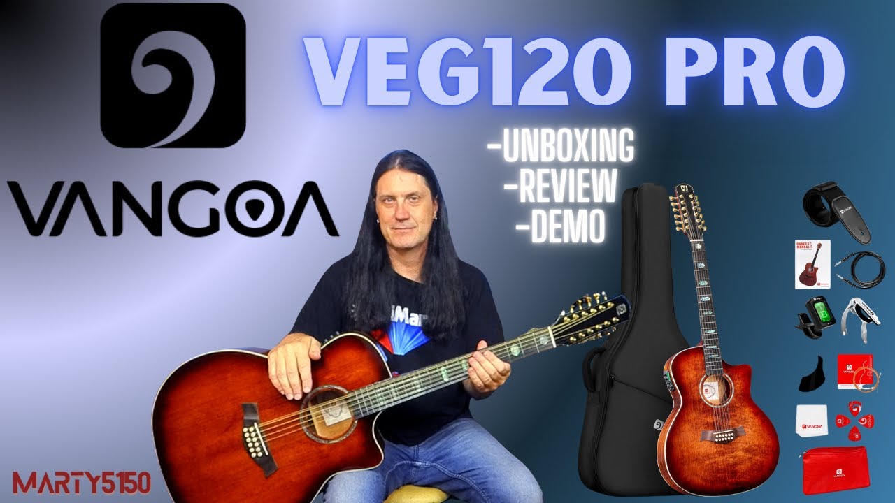 Vangoa VEG120 Pro Acoustic Electric 12 String — Распаковка — Обзор — Демонстрация