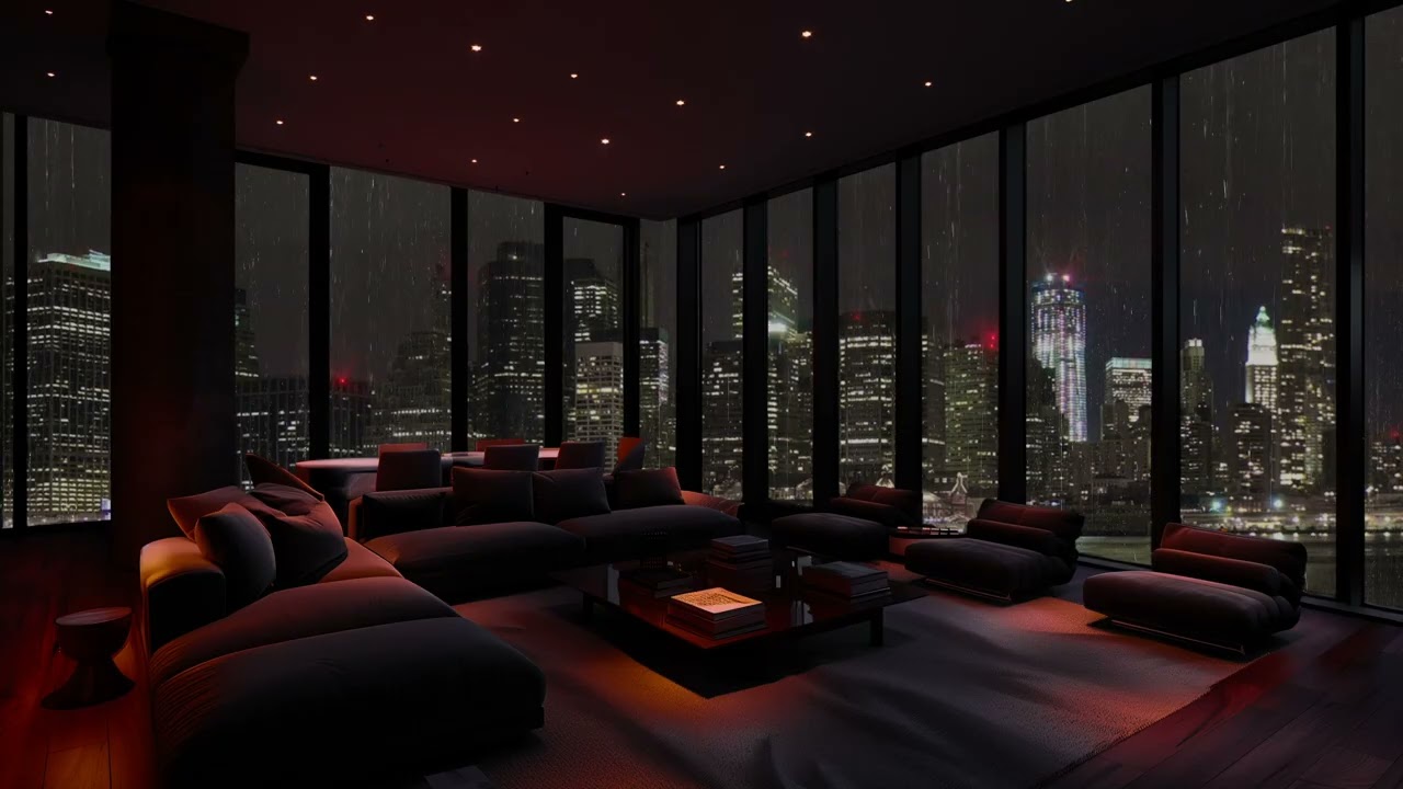 The Cozy Atmosphere Of This Modern Apartment, Along With The Sound Of Falling Rain - Relaxing