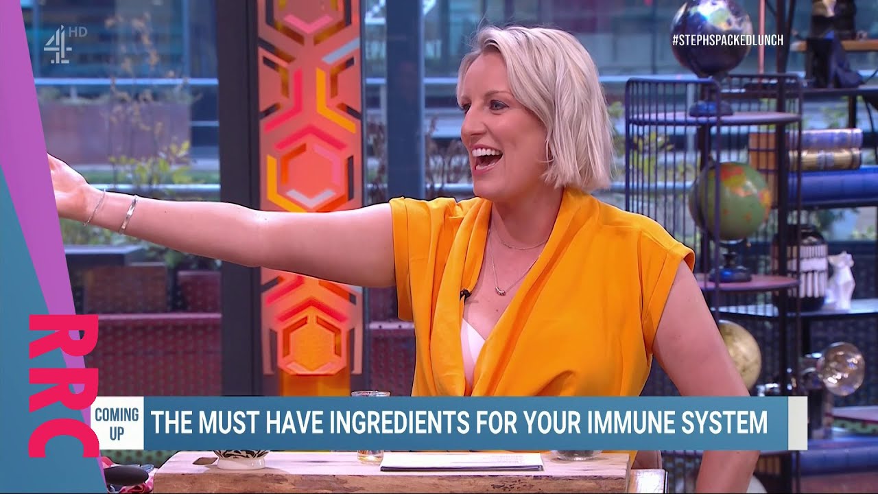 Steph McGovern @white bra oops under cowl neck top
