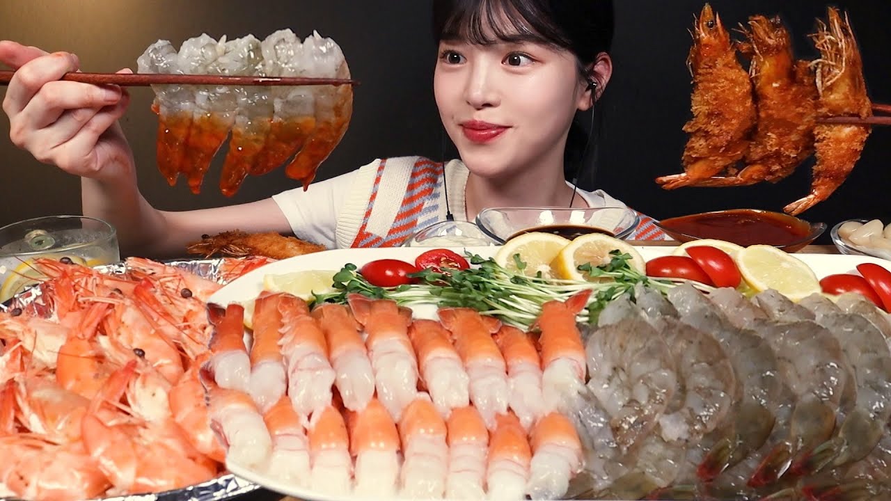 SUB)오독탱글 생새우 딱새우회 먹방!🦐 대하소금구이 새우튀김까지 제철 대하 파티 리얼사운드 Shrimp Mukbang Asmr