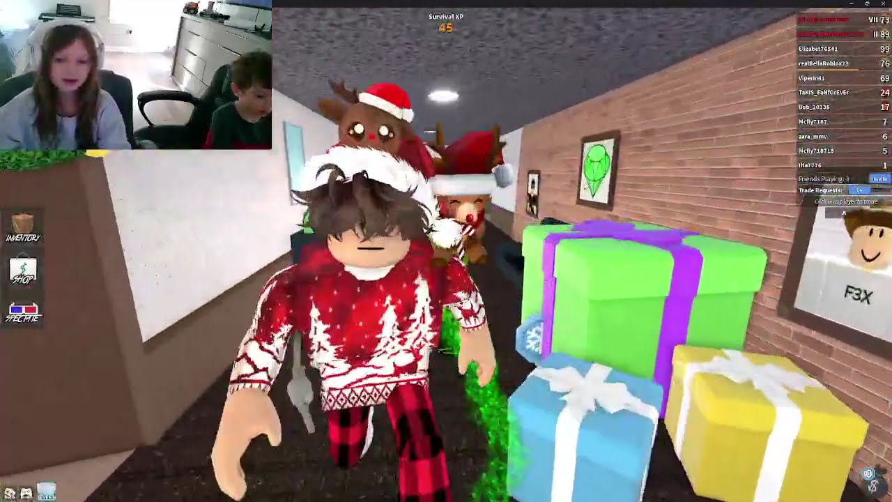 Играю в MM2 со своими братьями в Roblox.