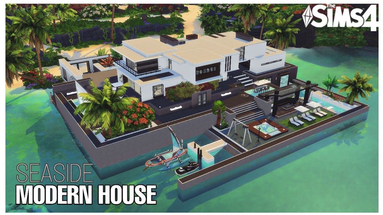 Seaside Modern House | No CC | Stop Motion Build | The Sims 4