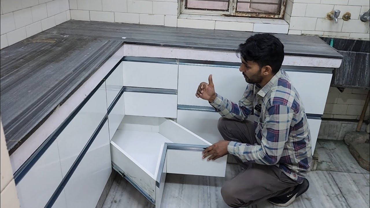 किचन कॉर्नर चैनल दराज कैसे बनाते हैं? How to make kitchen corner channel drawer