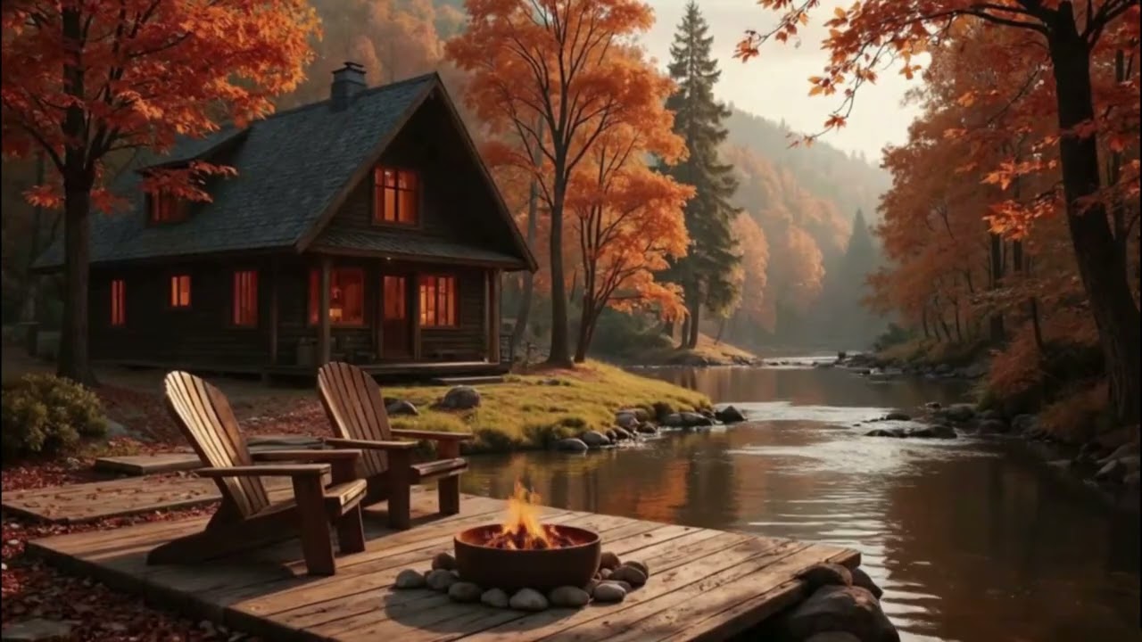 Calming Thanksgiving Ambience 🍂 | Cozy Fireplace, Soft Music & Autumn Vibes