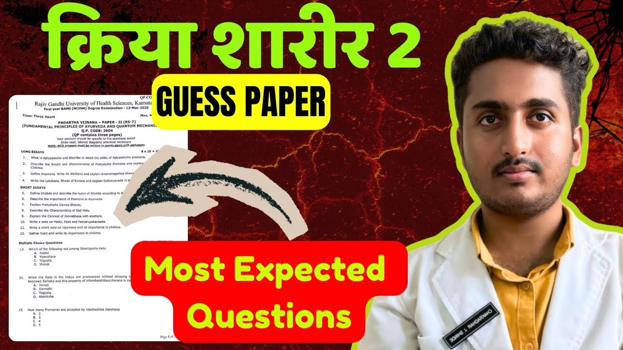 Kriya Sharir Paper 2 - Guess Paper | BAMS First Year University Exam 2026