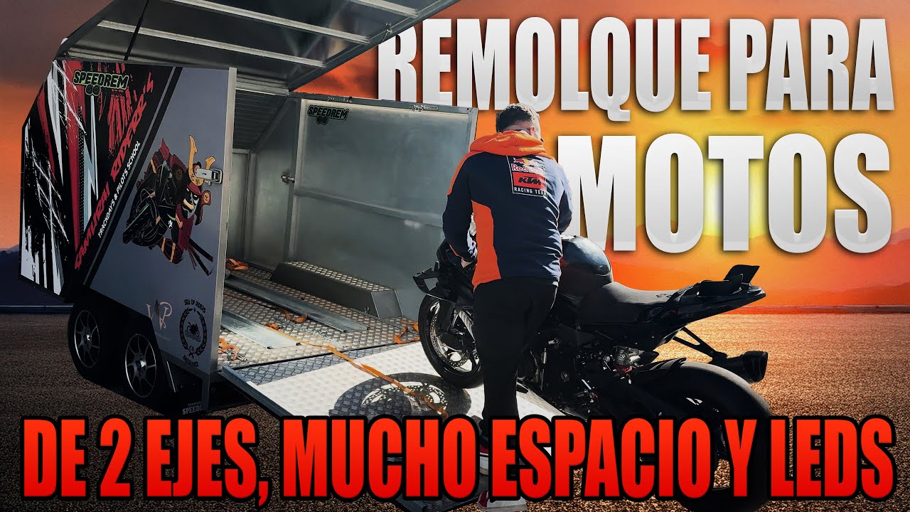 ASI ES MI NUEVO REMOLQUE PARA MOTOS DE 2 EJES SPEEDREM !!! CABEN 2 MOTOS, TIENE LEDS Y MUCHO ESPACIO