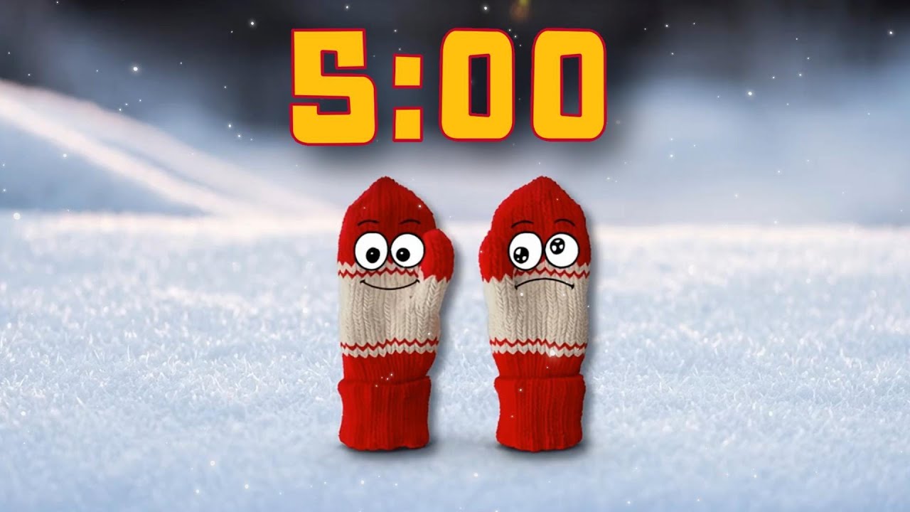 5 Minute Calm Music Timer with Cozy Mittens on a Snowy Day!