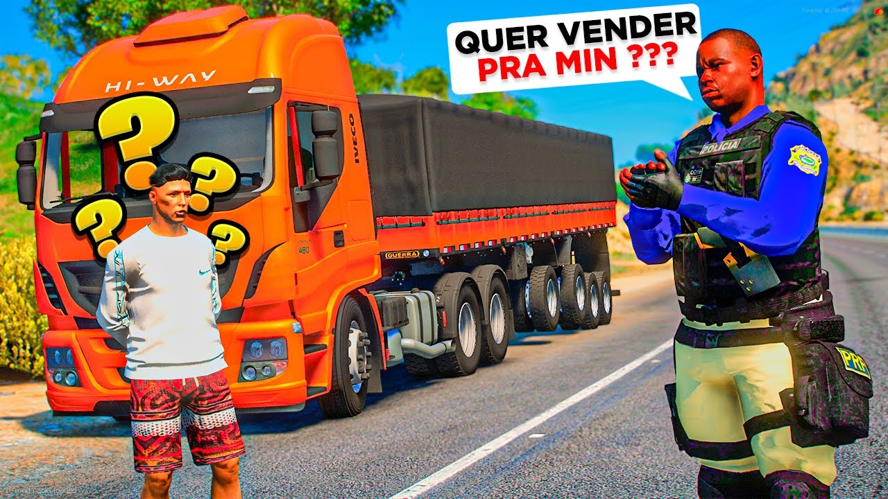 GTA V VIDA DE CAMINHONEIRO | PRF ELOGIOU MEU CAMINHÃO 😱! SERA QUE EU VENDO ?! 🧨 #228