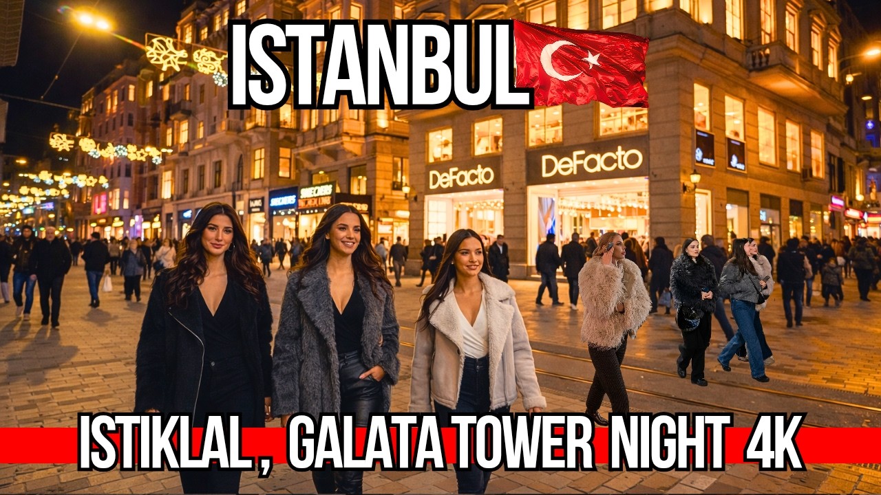 Istanbul Nightlife 4K Walking Tour 2026 | Istiklal Street To Galata Tower: Brands, Cafes & Bars