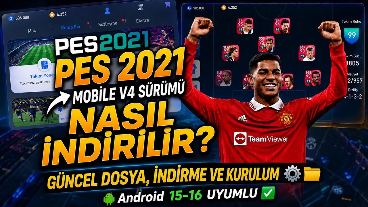 PES 2021 MOBİLE V4 S&Uuml;R&Uuml;M&Uuml; NASIL İNDİRİLİR? 🤔 İNDİRME + KURULUM ⚙️📁 Pes 2021 Mobile 