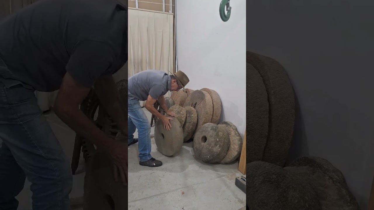 Construindo um moinho de pedra com 80cm - colocando a pedra na base #sitio #fubá #roça #chácara 