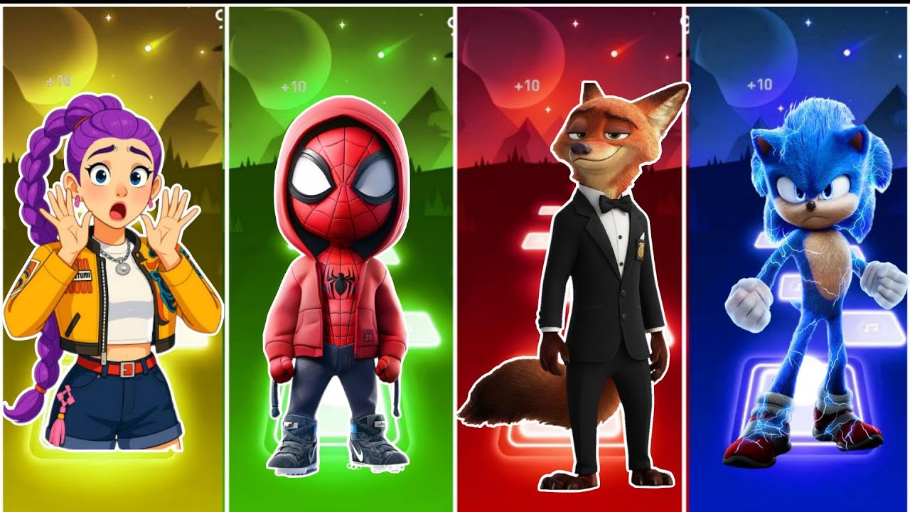 Zootopia 2 🆚 Kpop 🆚 Spidey  🆚 Sonc Coffin Dance Song (Cover) Tiles Hop EDM Rush🎶#30
