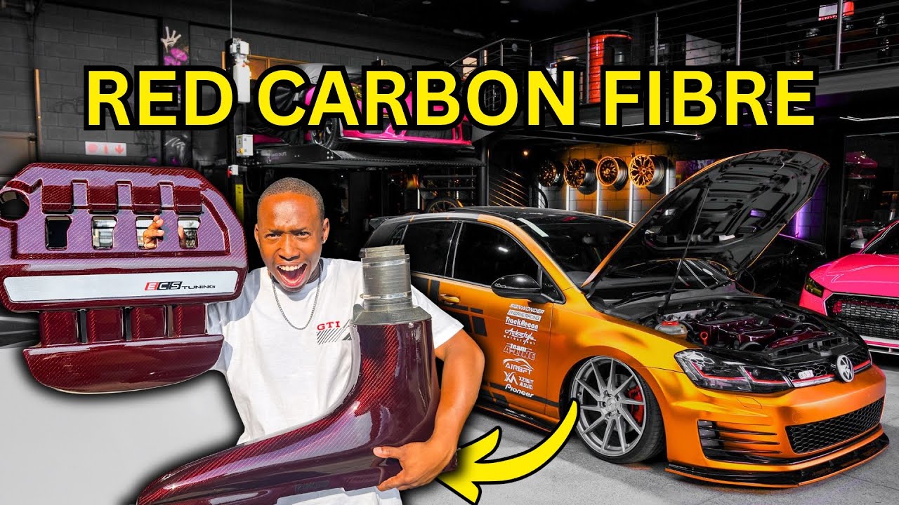 I GOT CUSTOM CANDY RED TINTED CARBON FIBRE PARTS FOR MY ENGINE BAY!!!
