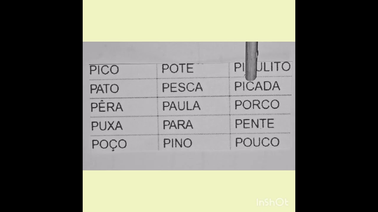 PALAVRAS INICIADAS COM A CONSOANTE  P !
