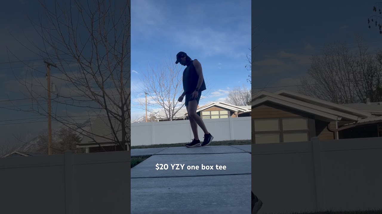 Yeezy one box T, modified into a tank top for running. 