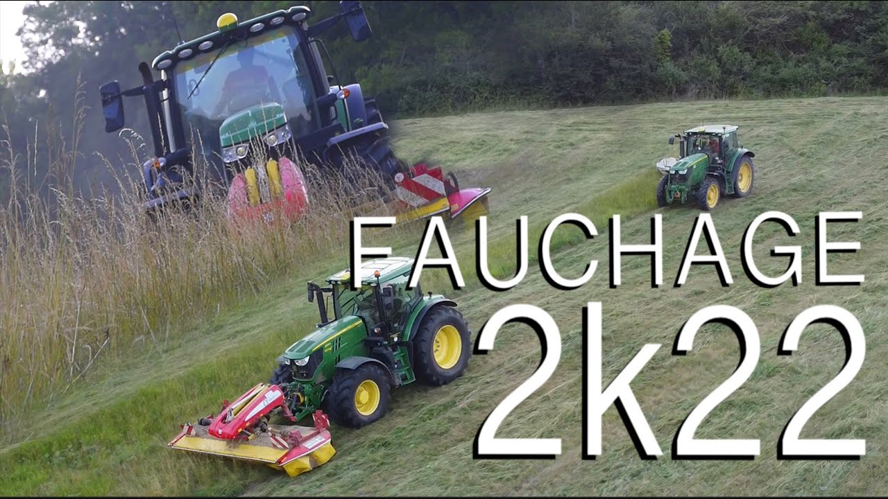 Fauchage 2022 dans les pentes du sud-ouest avec 2 John Deere !!!