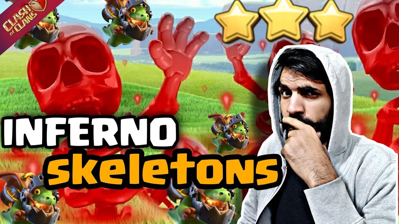 INFERNO DRAGONS with SKELETONS crushing the bases... CLASH OF CLANS....COC....
