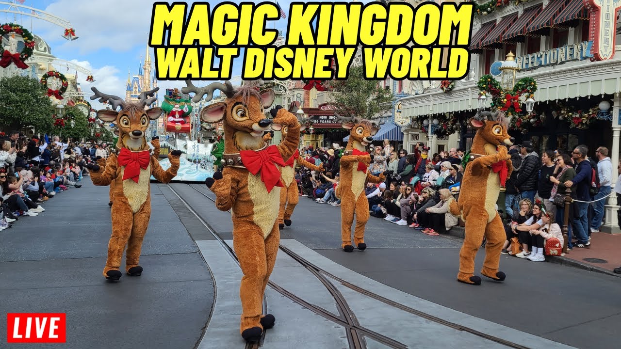 🔴Live Magic Kingdom Christmas week with rides, shows, parades Fireworks Walt Disney World 12/28/2025